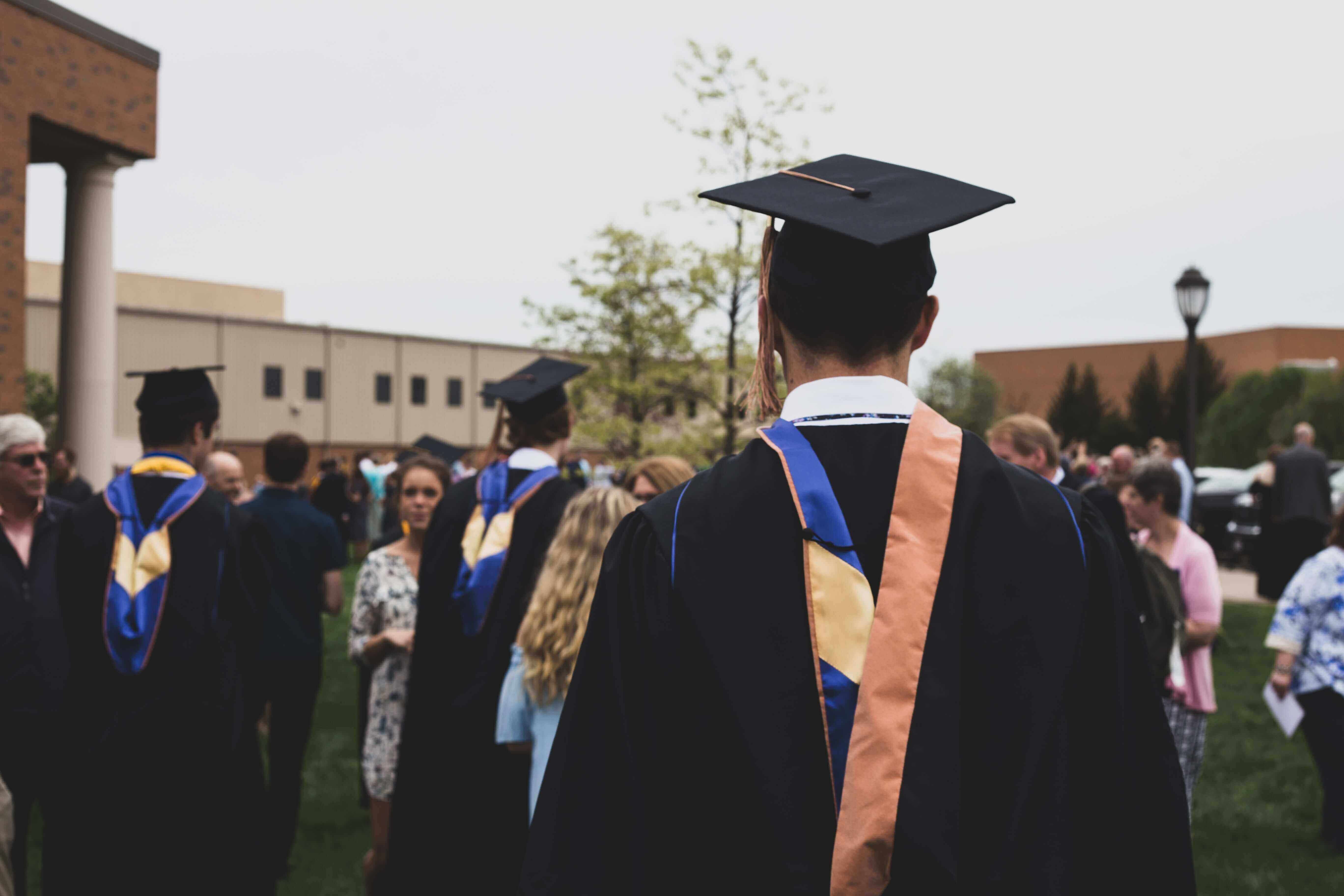 A student in a convocation dress