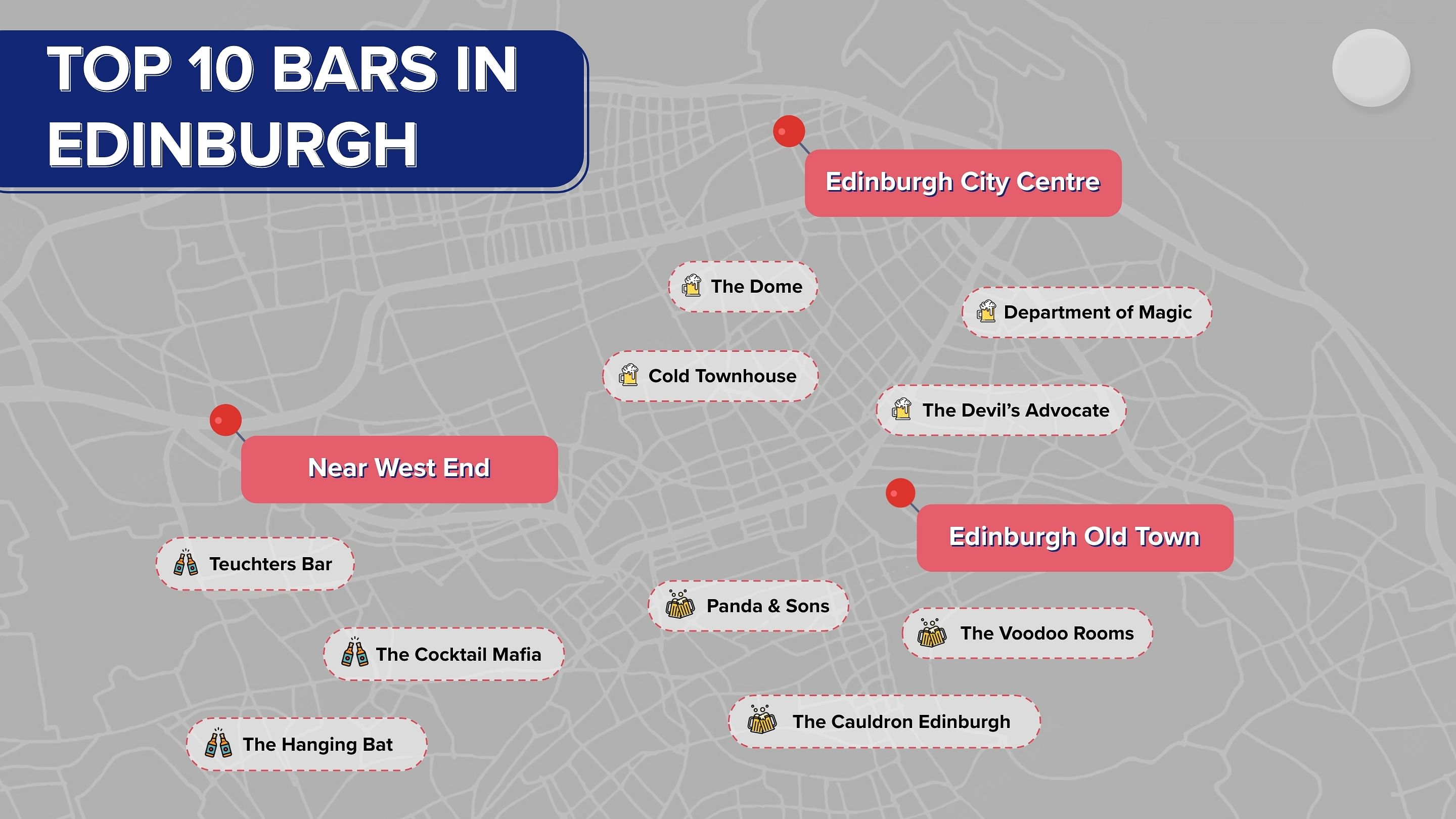 top 10 bars in Edinburgh map