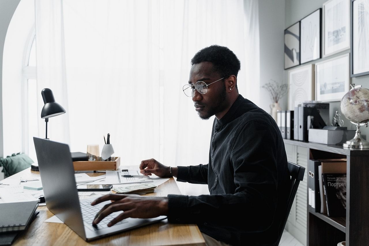 A man working on his laptop