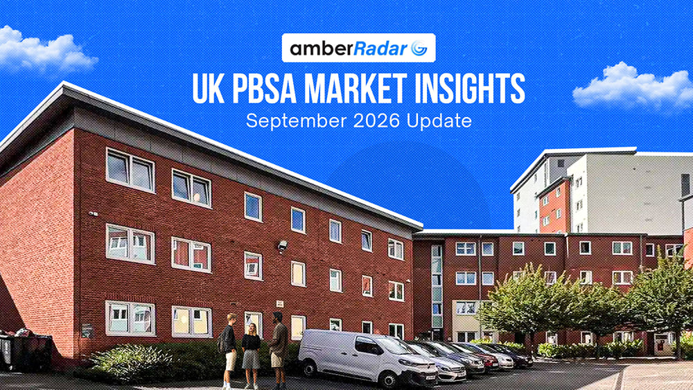 A header image titled UK PBSA Market Insights September 2026 Update with buildings in the background and students outside them.